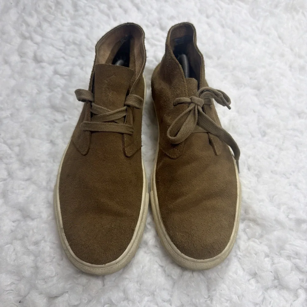 POLO RALPH LAUREN Suede Chukka Sneaker Boots Mens 12D Tan Khaki Beige Leather PR